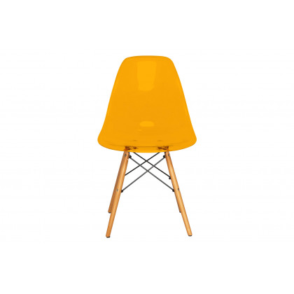 LeisureMod Dover Molded Side Chair (Set Of 2) - Transparent Orange