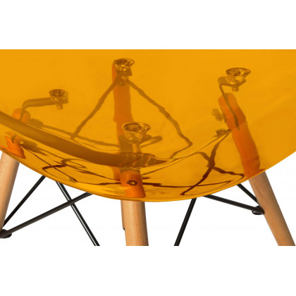 LeisureMod Dover Molded Side Chair (Set Of 2) - Transparent Orange