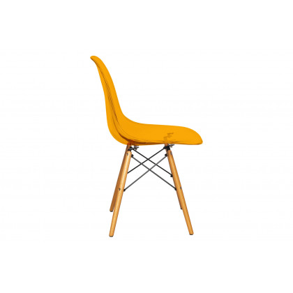 LeisureMod Dover Molded Side Chair (Set Of 2) - Transparent Orange