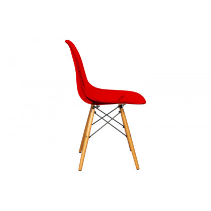 LeisureMod Dover Molded Side Chair - Transparent/Red