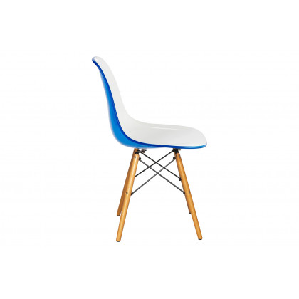 LeisureMod Dover Molded Side Chair (Set Of 4) - White Blue