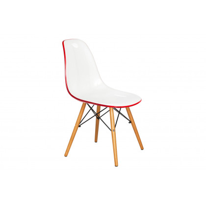 LeisureMod Dover Molded Side Chair (Set Of 2) - White Red