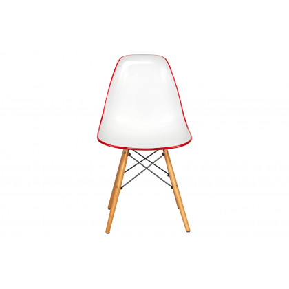 LeisureMod Dover Molded Side Chair (Set Of 2) - White Red