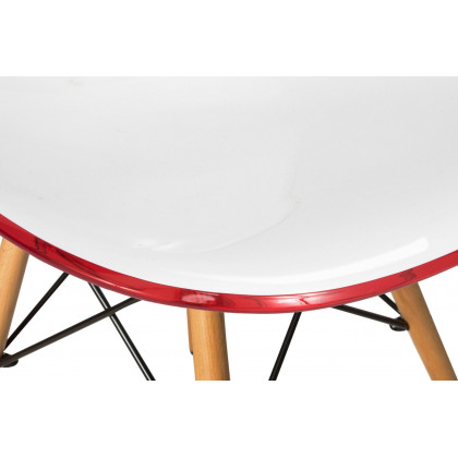 LeisureMod Dover Molded Side Chair (Set Of 2) - White Red
