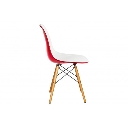 LeisureMod Dover Molded Side Chair (Set Of 4) - White Red