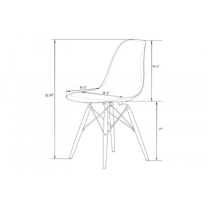 LeisureMod Dover Molded Side Chair with Acrylic Plastic Base - Clear