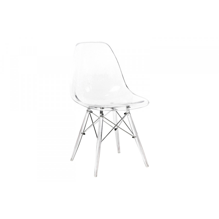 LeisureMod Dover Molded Side Chair with Acrylic Plastic Base - Clear