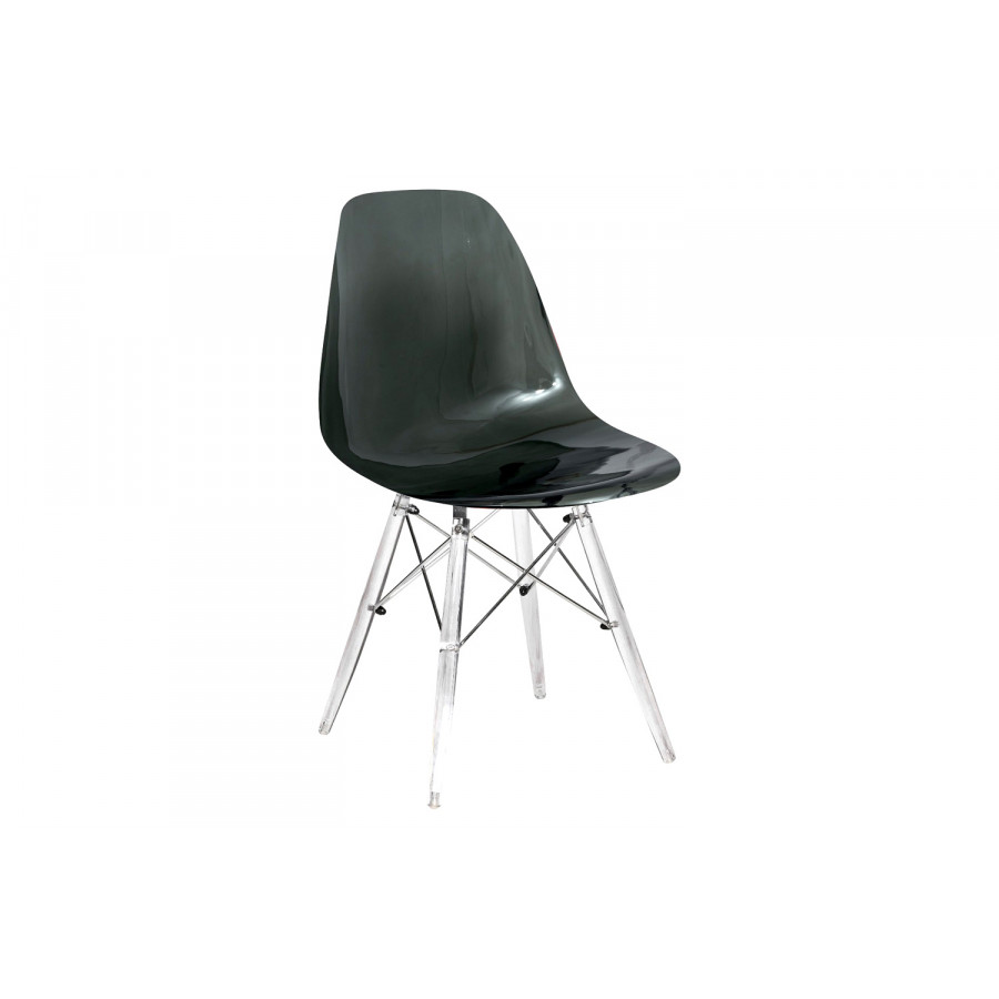 LeisureMod Dover Molded Side Chair with Acrylic Plastic Base - Transparent/Black