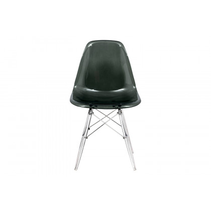 LeisureMod Dover Molded Side Chair with Acrylic Plastic Base - Transparent/Black