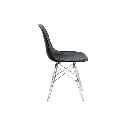 LeisureMod Dover Molded Side Chair with Acrylic Plastic Base - Transparent/Black