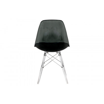 LeisureMod Dover Molded Side Chair with Acrylic Plastic Base - Transparent/Black