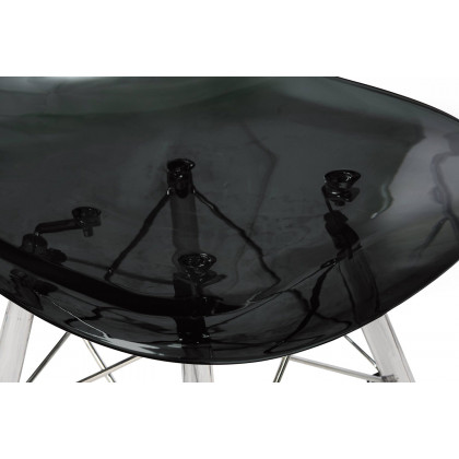 LeisureMod Dover Molded Side Chair with Acrylic Plastic Base - Transparent/Black