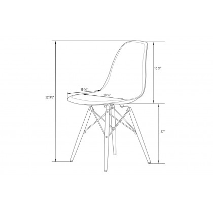LeisureMod Dover Molded Side Chair With Acrylic Base - Transparent Blue