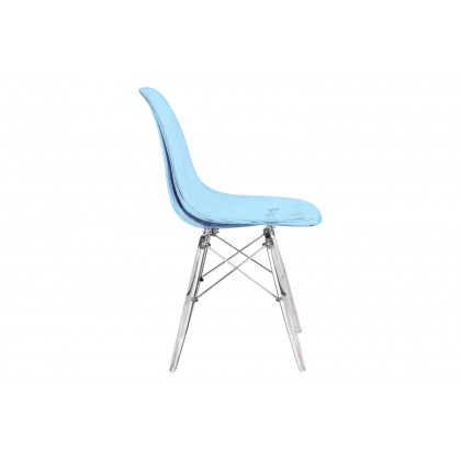 LeisureMod Dover Molded Side Chair With Acrylic Base (Set Of 2) - Transparent Blue