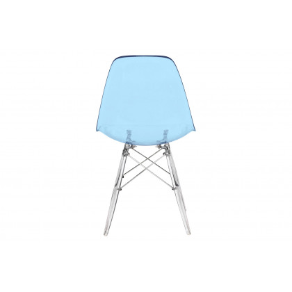 LeisureMod Dover Molded Side Chair With Acrylic Base (Set Of 2) - Transparent Blue