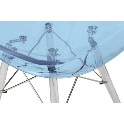 LeisureMod Dover Molded Side Chair With Acrylic Base (Set Of 2) - Transparent Blue