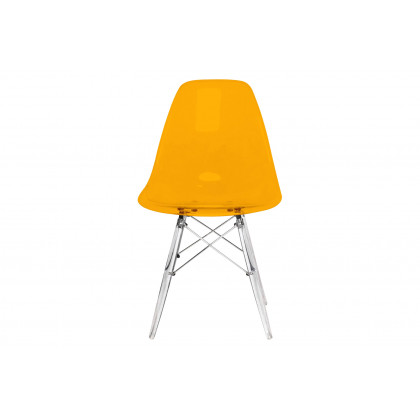LeisureMod Dover Molded Side Chair With Acrylic Base - Transparent Orange