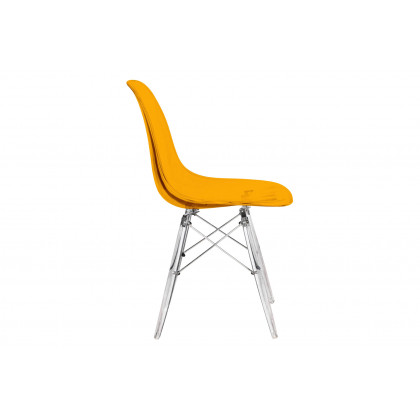 LeisureMod Dover Molded Side Chair With Acrylic Base - Transparent Orange