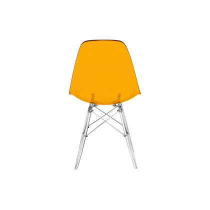 LeisureMod Dover Molded Side Chair With Acrylic Base - Transparent Orange