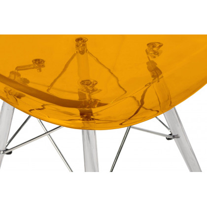 LeisureMod Dover Molded Side Chair With Acrylic Base - Transparent Orange