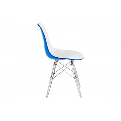 LeisureMod Dover Molded Side Chair With Acrylic Base (Set Of 2) - White Blue