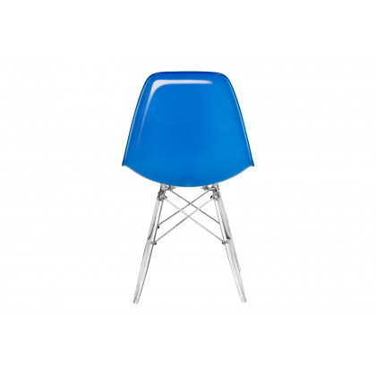 LeisureMod Dover Molded Side Chair With Acrylic Base (Set Of 2) - White Blue