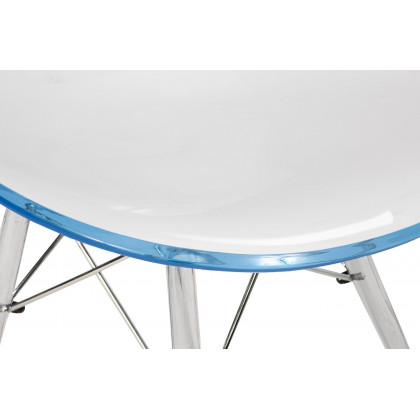 LeisureMod Dover Molded Side Chair With Acrylic Base (Set Of 2) - White Blue
