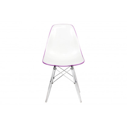 LeisureMod Dover Molded Side Chair With Acrylic Base (Set Of 4) - White Purple
