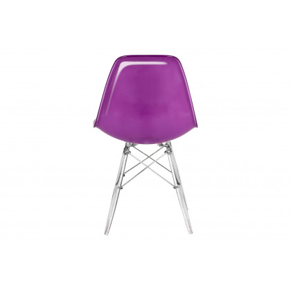 LeisureMod Dover Molded Side Chair With Acrylic Base (Set Of 4) - White Purple