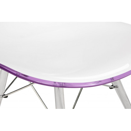 LeisureMod Dover Molded Side Chair With Acrylic Base (Set Of 4) - White Purple