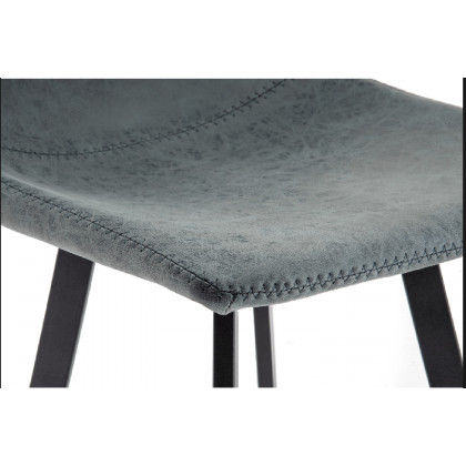LeisureMod Elland Modern Upholstered Leather Bar Stool with Iron Legs and Footrest - Peacock/Blue