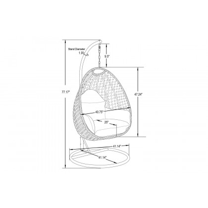 LeisureMod Beige Wicker Hanging Single Egg Swing Chair - Blue