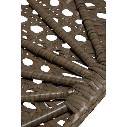 LeisureMod Beige Wicker Hanging Single Egg Swing Chair - Charcoal/Blue