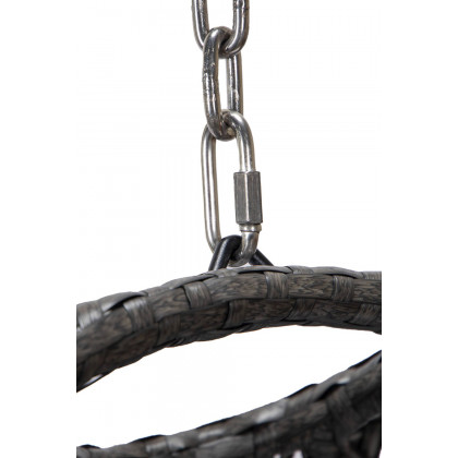 LeisureMod Charcoal Wicker Hanging Single Egg Swing Chair with Cushions - Taupe