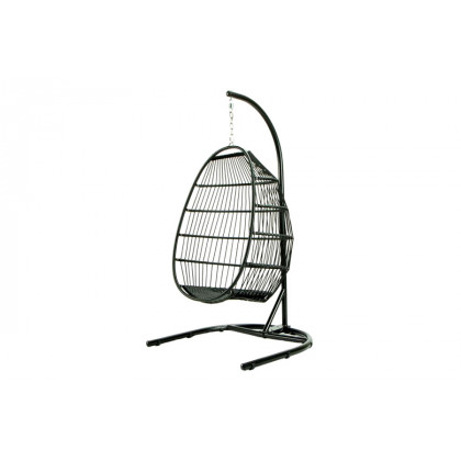 LeisureMod Wicker Folding Hanging Egg Swing Chair - Cherry