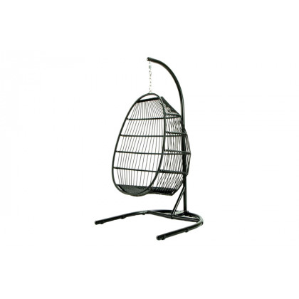 LeisureMod Wicker Folding Hanging Egg Swing Chair - Dark Green