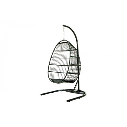 LeisureMod Wicker Folding Hanging Egg Swing Chair - Dark Gray