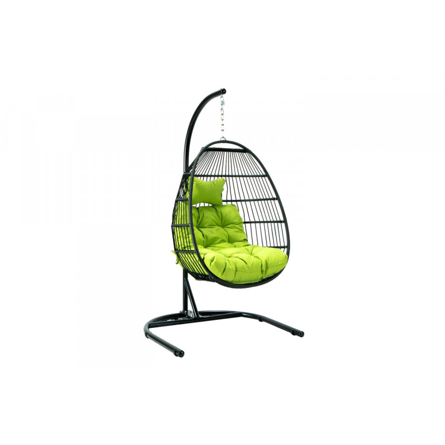 LeisureMod Wicker Folding Hanging Egg Swing Chair - Light Green