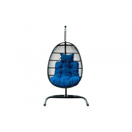 LeisureMod Wicker Folding Hanging Egg Swing Chair - Light Gray
