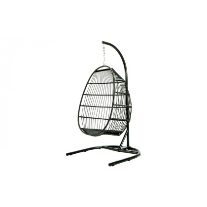 LeisureMod Wicker Folding Hanging Egg Swing Chair - Light Gray