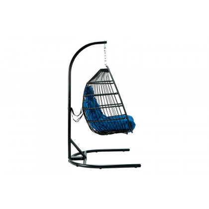 LeisureMod Wicker Folding Hanging Egg Swing Chair - Light Gray