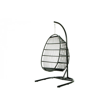 LeisureMod Wicker Folding Hanging Egg Swing Chair - Orange