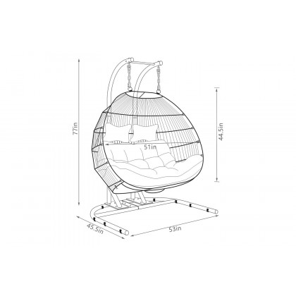 LeisureMod Wicker 2 Person Double Folding Hanging Egg Swing Chair - Beige