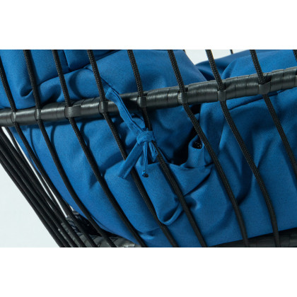 LeisureMod Wicker 2 Person Double Folding Hanging Egg Swing Chair - Blue