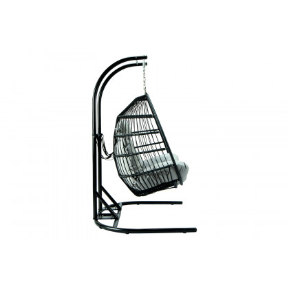 LeisureMod Wicker 2 Person Double Folding Hanging Egg Swing Chair - Light Gray