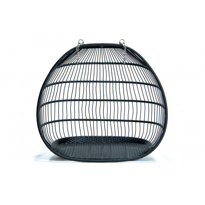 LeisureMod Wicker 2 Person Double Folding Hanging Egg Swing Chair - Navy Blue