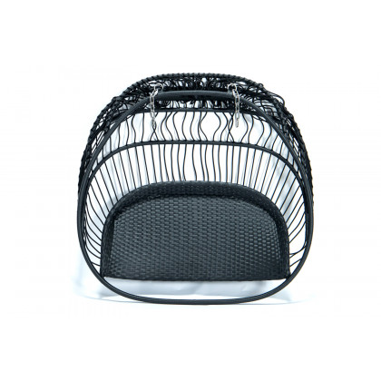 LeisureMod Wicker 2 Person Double Folding Hanging Egg Swing Chair - Navy Blue