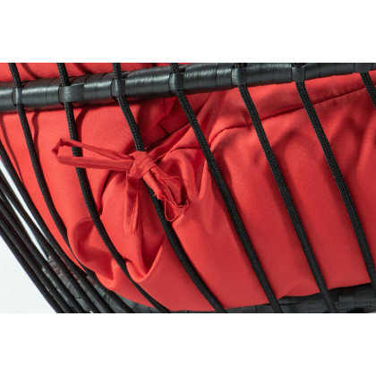 LeisureMod Wicker 2 Person Double Folding Hanging Egg Swing Chair - Red