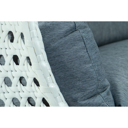 LeisureMod Modern White Wicker Hanging Double Seater Egg Swing Chair - Charcoal/Blue