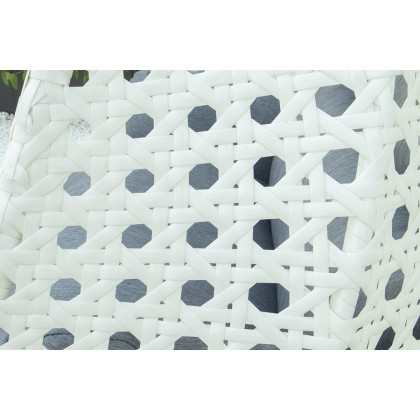 LeisureMod Modern White Wicker Hanging Double Seater Egg Swing Chair - Charcoal/Blue